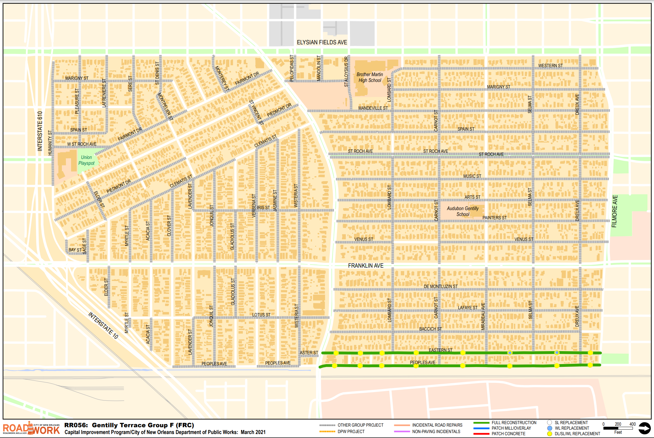 Map of Gentilly Terrace Group F