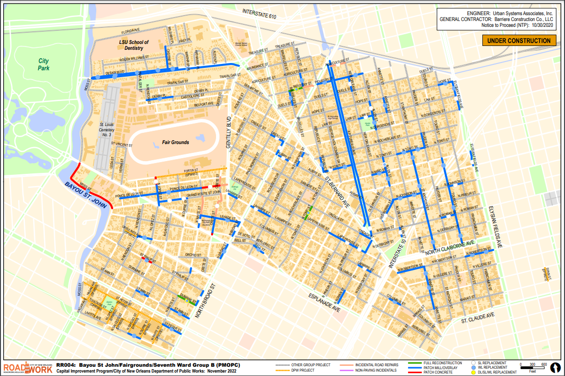 Map of Bayou St John, Fairgrounds, Seventh Ward Group B