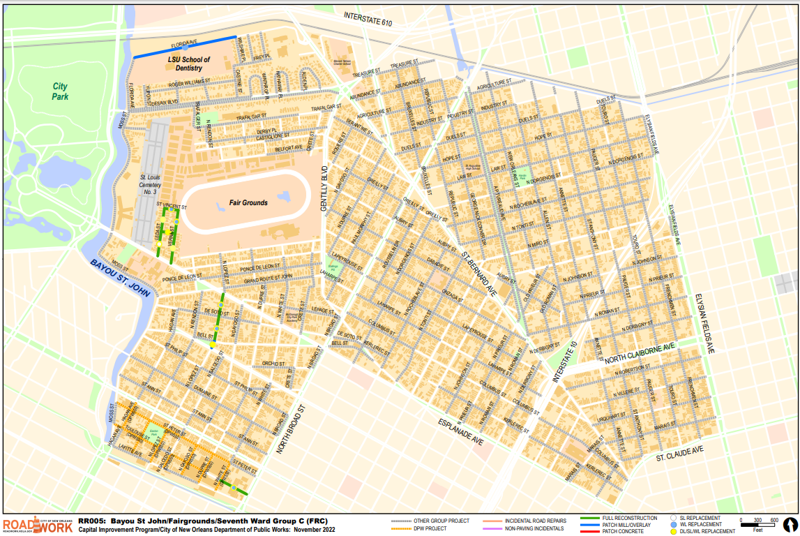 Map of Bayou St John, Fairgrounds, Seventh Ward Group C