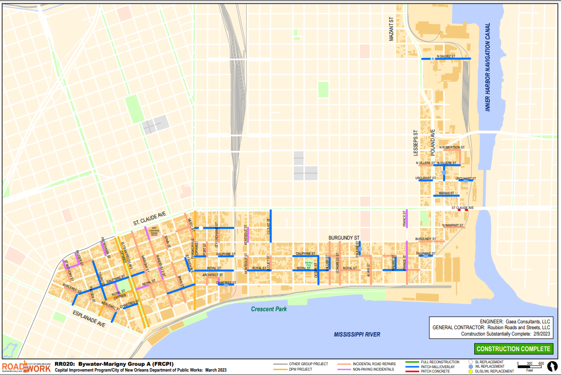 Map of Bywater-Marigny Group A