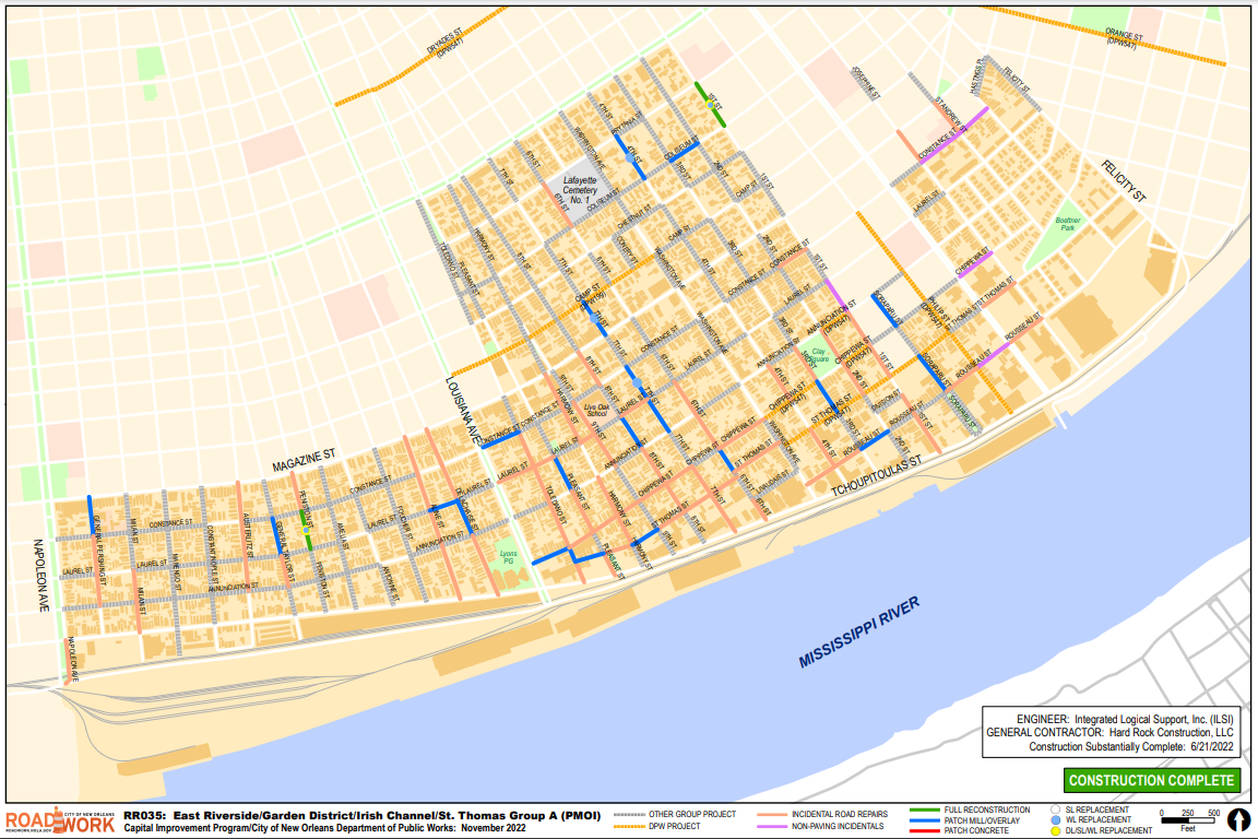 Map of East Riverside, Garden District, Irish Channel, St Thomas Group A