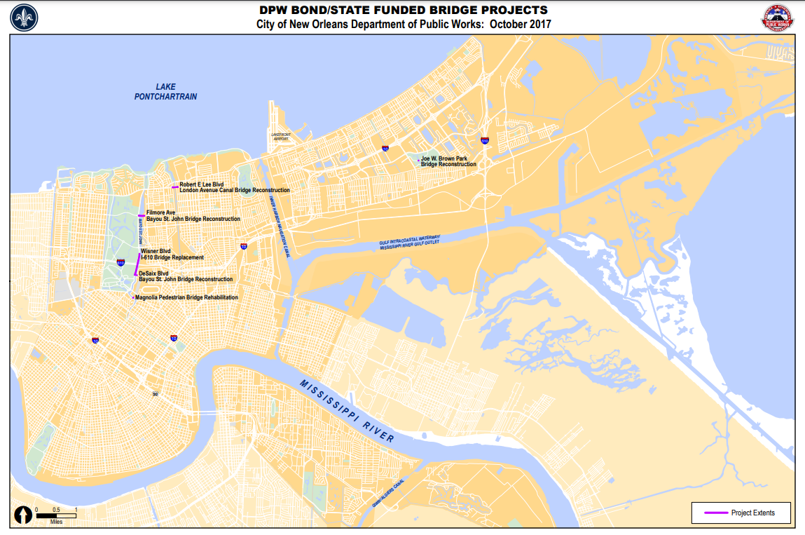 Map of Filmore Bridge Over Bayou St. John