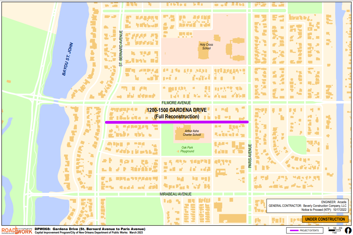 Map of Gardena Dr (St. Bernard Ave - Paris Ave.)