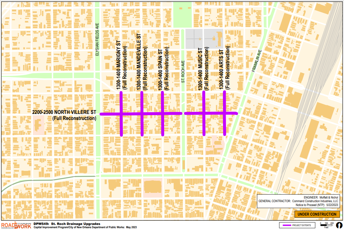 Map of St. Roch Drainage Upgrades