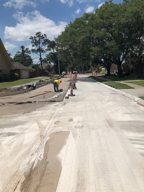 ROADWAY IMPROVEMENTS ON LACOUR MONIQUE AND ETON STREETS APPROX 45 PERCENT COMPLETE