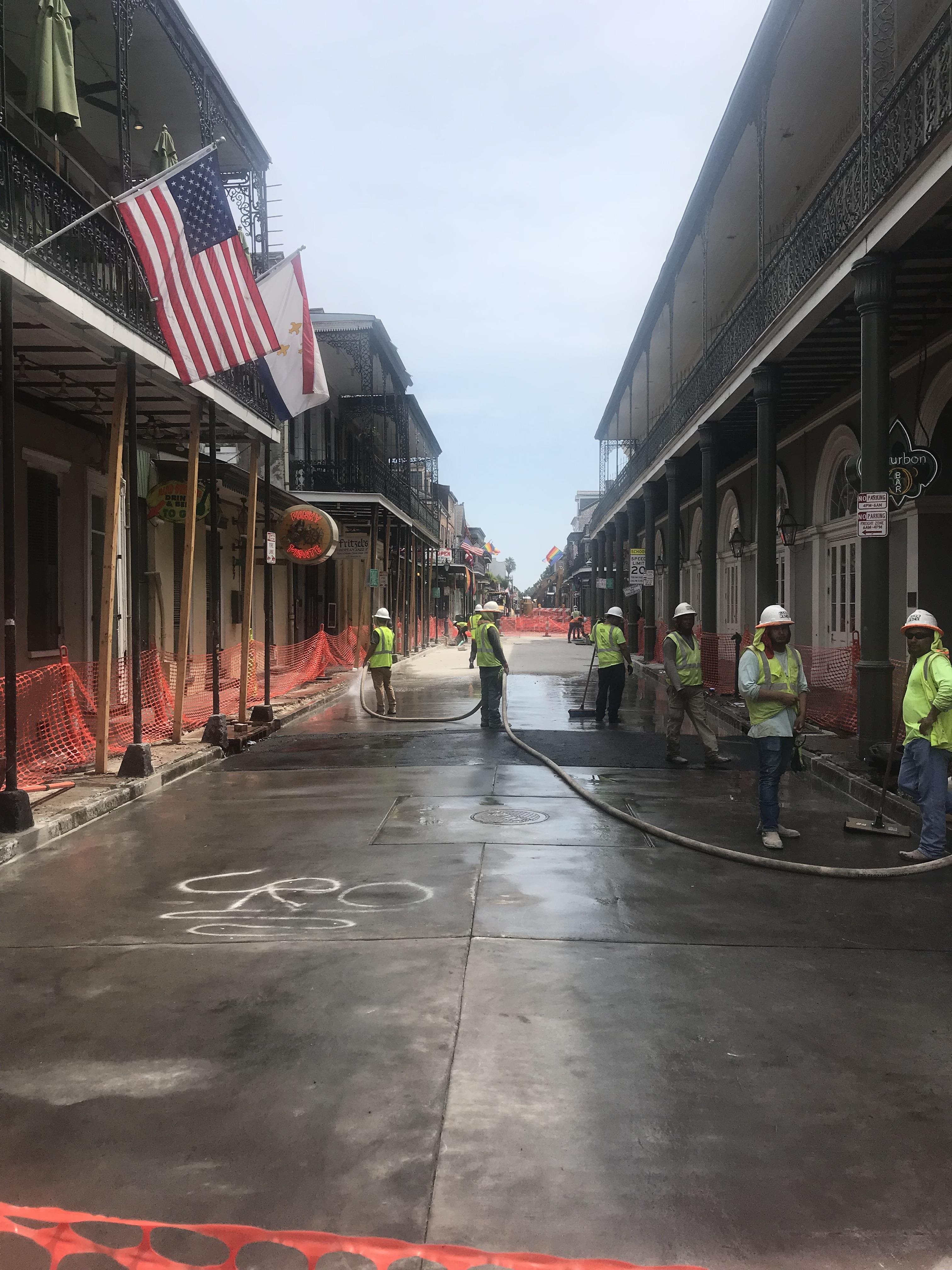 BOURBON STREET RECONSTRUCTION PROJECT CONTINUES BETWEEN ORLEANS AND DUMAINE STREETS