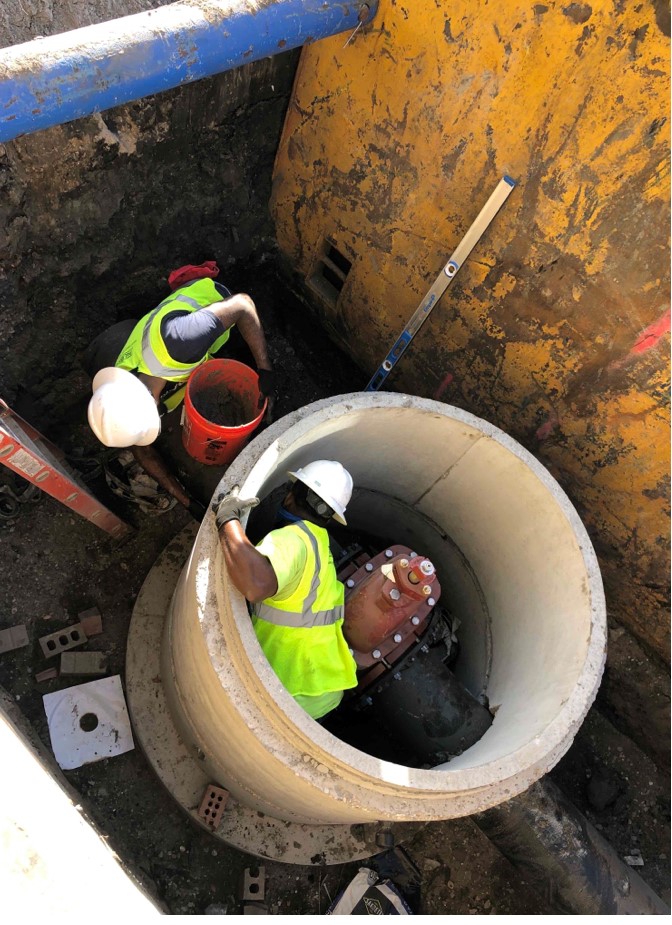 SEWER AND WATER MAINS BEING INSTALLED ON SOUTHBOUND CANAL BOULEVARD