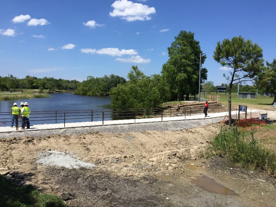 Joe Brown Park bridge construction over North Lagoon underway