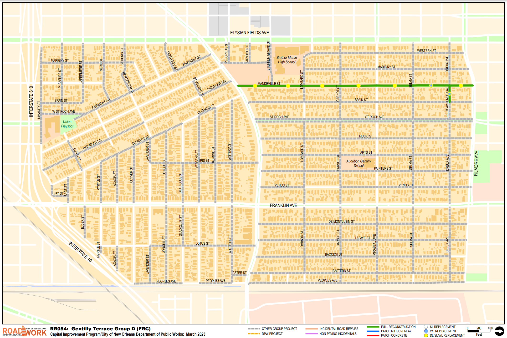 Map of Gentilly Terrace Group D
