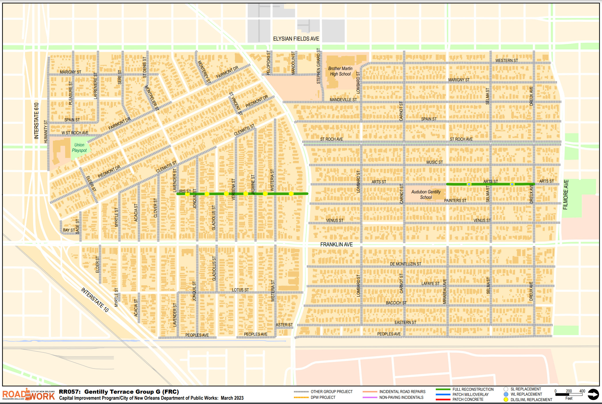 Map of Gentilly Terrace Group G