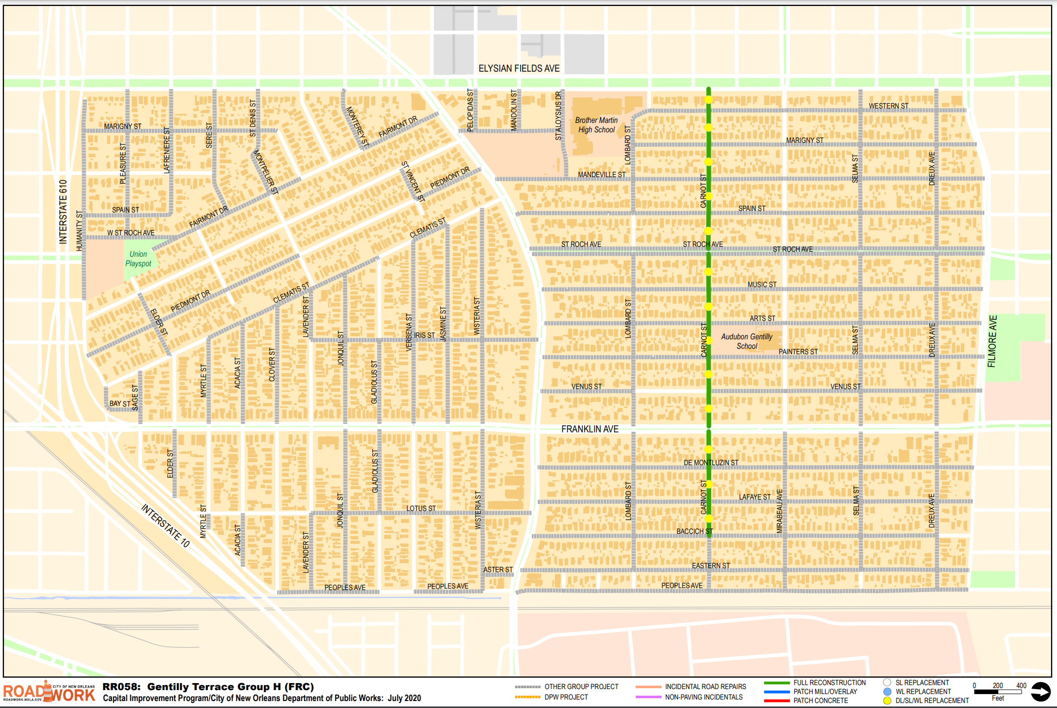 Map of Gentilly Terrace Group H