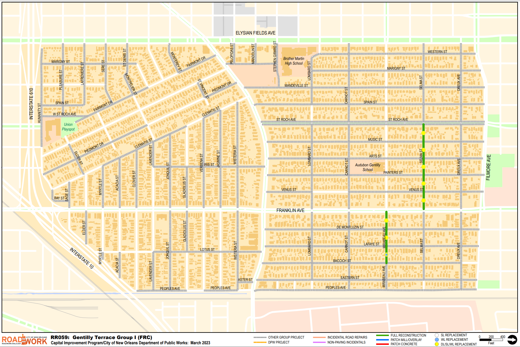 Map of Gentilly Terrace Group I
