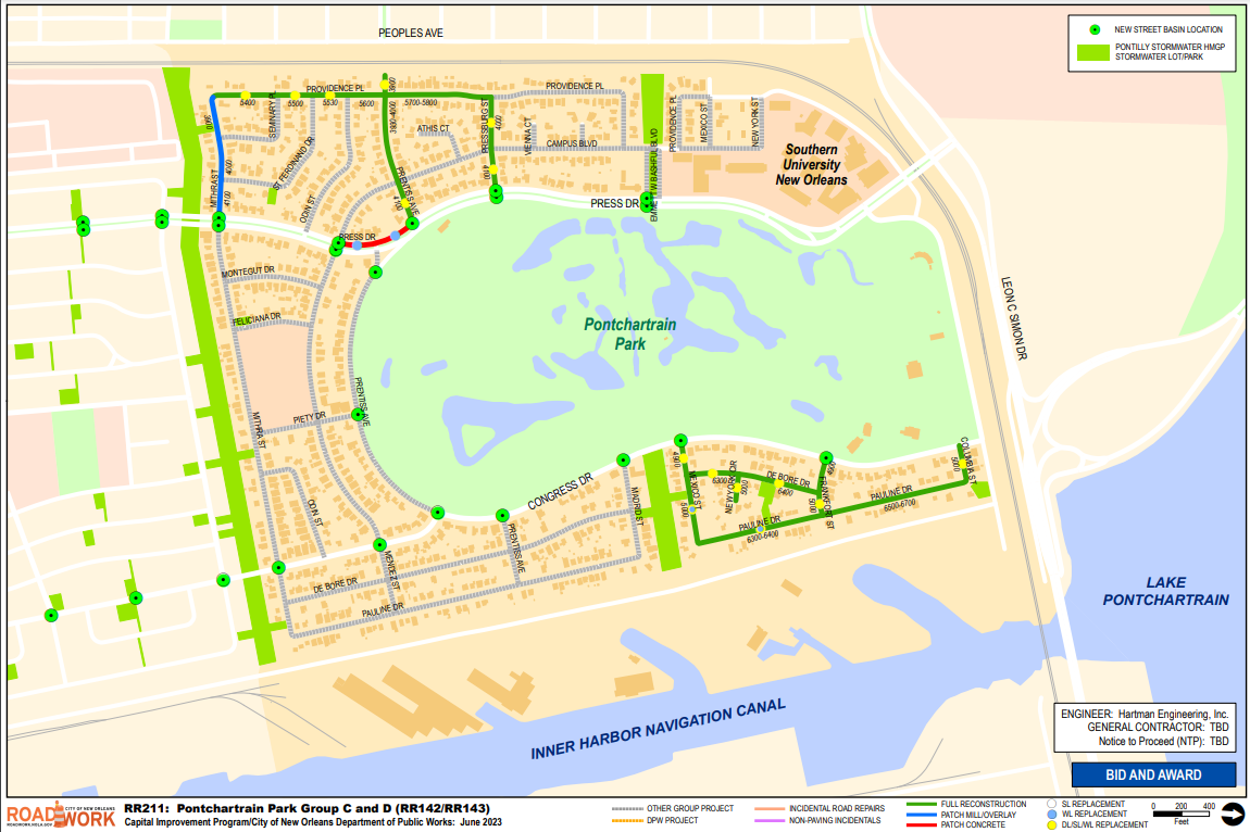 Map of Pontchartrain Park Group C and D